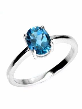 Stunning Natural 1.5CT London Blue Topaz 925 Sterling Silver Ring Size 6.5